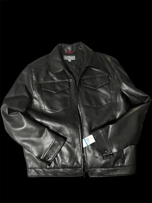Abrigo Chaqueta Moto Michael Kors Para Hombre Negro Imitación Cuero Talla XL NUEVO CON ETIQUETAS M89843 Cómodo Foto 1 de 4
