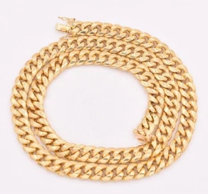 9mm Mens Miami Cuban Royal Link Chain Necklace Box Clasp Real 10K Yellow Gold - Picture 1 of 6