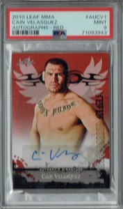 PSA 9 MINT Cain Velasquez 2010 Leaf MMA #AUCV1 Rookie Card Auto-Red
