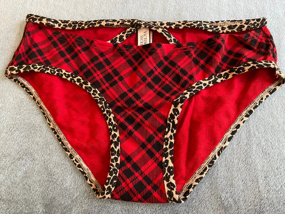 *Victoria's Secret. XS. Hiphugger. Estampado de cuadros y animales. Rojo. Nuevo con etiquetas Foto 1 de 4