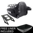 Black King Pack Trunk 2 Up Rack Fit For Harley Tour Pak Touring Road Glide 14-23