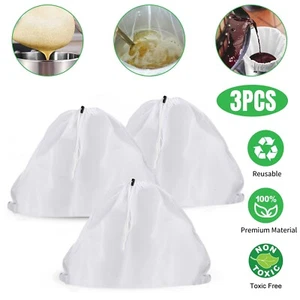 3x Extra Large Brew Bags Reusable Food Strainer for Grape Wine Beer Filter Cloth - Picture 1 of 7