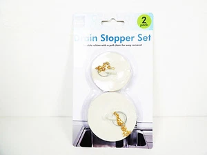 Sink Drain Stoppers Kitchen Bathroom Tub Stops Rubber Stopper White Plug 2 Plugs - Picture 1 of 5