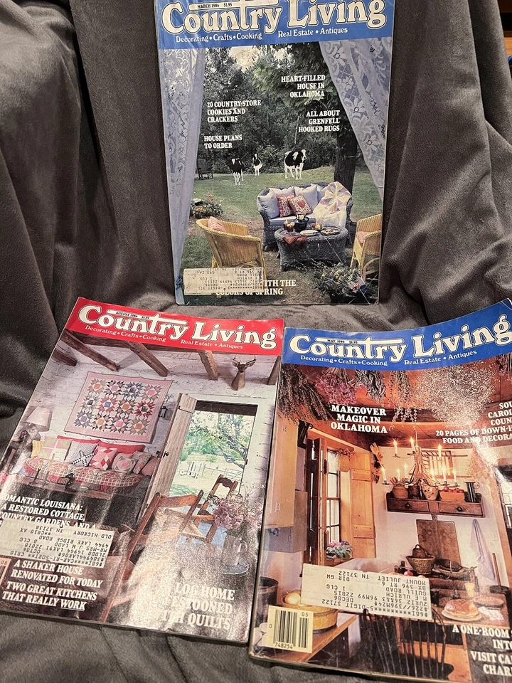 COUNTRY LIVING 1986 Magazine Lot 3 Antiques Farmhouse Collectibles Vintage Ads - Изображение 1 из 4