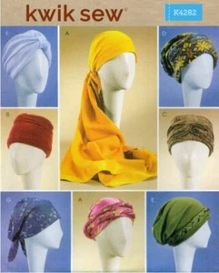 Kwik Sew Sewing Pattern All Sizes Turban Headwrap Hats Caps 7 Styles K4282 Uncut - Picture 1 of 4