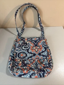 Vera Bradley Marrakesch Versandtasche gesteppt Umhängetasche verstellbarer Riemen blau orange - Bild 1 von 18