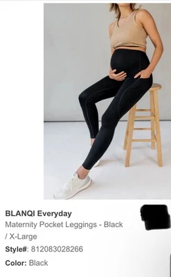 Blanqi Women's Everyday Black Leggings With Pockets Size XL Maternity Postpartum - Image 1 of 4