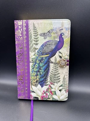 Divinity Boutique Peacock Notebook Journal Rhinestones Gold Tone Sprayed Edges - Image 1 of 4