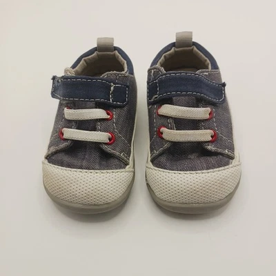 See Kai Run Stevie Baby Shoes Size 4 Blue Denim First Walker Vegan APMA - Изображение 1 из 4