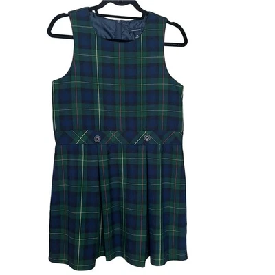 Vestido Jersey Lands End Niñas Talla 14 Cuadros Cazador/Clásico Azul Marino Uniforme Escolar Nuevo sin Etiquetas Foto 1 de 4