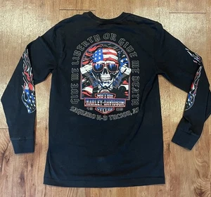 Harley Davidson T-Shirt Saguaro Tucson Size S Black Long Sleeve Biker Skull USA - Picture 1 of 8