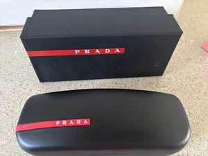 Prada Sport Glasses Case Only Black Glossy Hard Plastic Flip-top With Cloth/Box - Picture 1 of 3