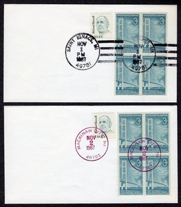 1987 Mackinac Bridge Opening 30th Nov 1-Nov 2 (Scott 1109) Pair FDC TB440 - Picture 1 of 1