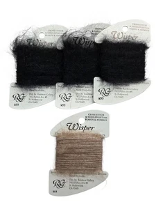 Rainbow Gallery Wisper Kid Mohair lotto di 4 filo da ricamo nero e beige fuzzy - Foto 1 di 4