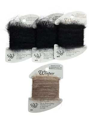 Rainbow Gallery Wisper Kid Mohair Lot of 4 Black & Beige Needlework Thread Fuzzy - Image 1 of 4