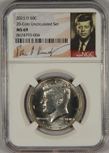 2025-D JFK Kennedy Half Dollar NGC MS69 from 20-Coin Uncirculated Set 50c - Picture 1 of 3