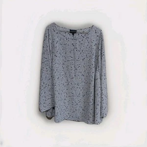 Lane Bryant Tunic Gray Black Yellow Dotted 18 Plus 54x29 Tunic Wide Sleeve  - Picture 1 of 4