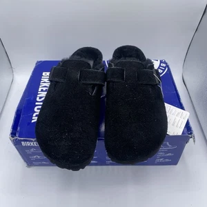 Zuecos Birkenstock Boston de piel de oveja negros calce estrecho para hombre talla 42 9-9,5 EE. UU. Nuevos - Imagen 1 de 13