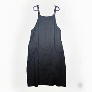 Vintage Talbots Kleid Damen XL schwarz 100% Leinen minimalistisch Lagenlook Midi USA - Bild 1 von 9
