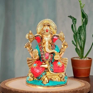 Lord Ganesha Idol | Ganpati Murti para templo del hogar, decoración de habitación y oficina Pooja - Imagen 1 de 4