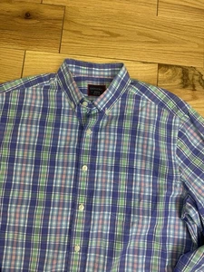 Untuckit long sleeve button up shirt long sleeve blue Pink Plaid Size Medium - Picture 1 of 11