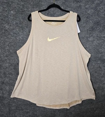 Camiseta Nike para mujer 3X color tostado dorado logotipo algodón sin mangas Dri Fit Active Foto 1 de 4