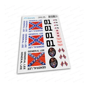 GENERAL LEE DUKE OF HAZZARD 1/25 Scale Decals Stickers Cut Kit RC Car Tamiya HPI - Picture 1 of 1