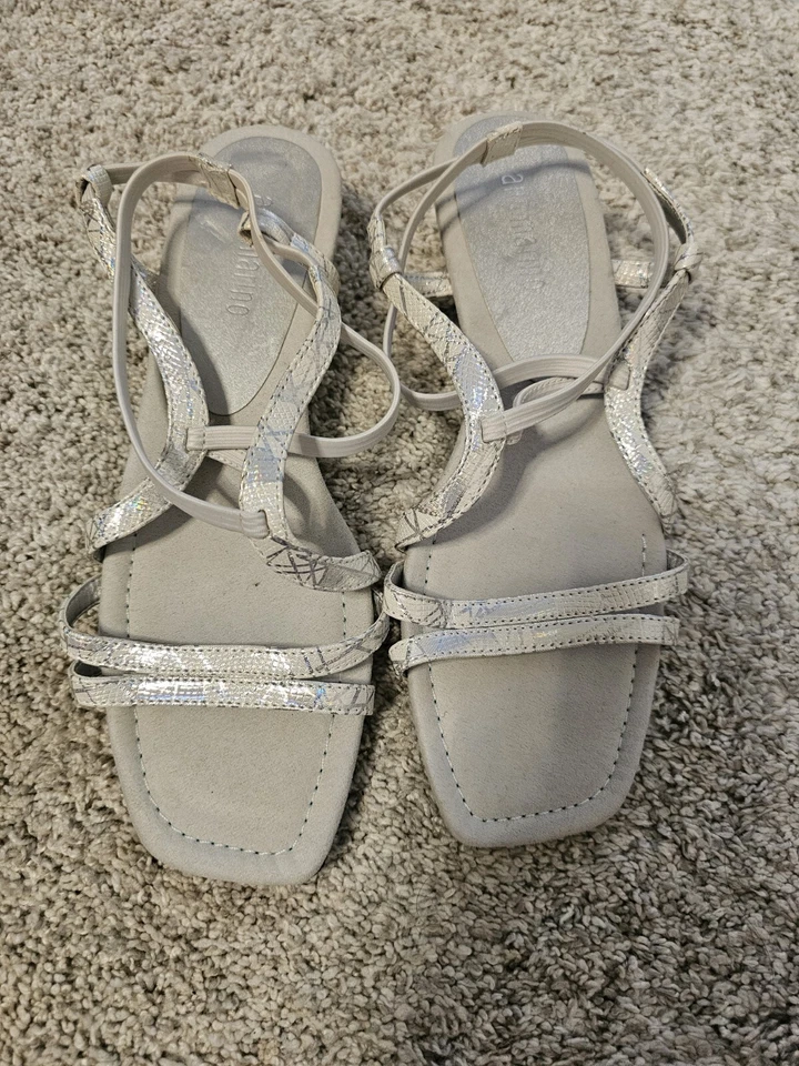 Ann Marino квадратный носок платье сандалии изюминка помогает бежевый новый 8,5 М - Изображение 1 из 4