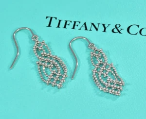 Tiffany & Co 18K White Gold Chandelier Fringe Hook Earrings Dangle Gatsby in Box - Picture 1 of 11