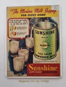 VINTAGE NESTLE'S SUNSHINE POWDERED MILK ADVERTISING FRIDGE MAGNET - M849 LA - Imagen 1 de 1