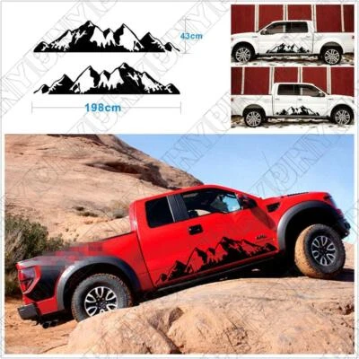 2 Pcs Car Off Road Snow Mountain Vinyl Decal Sticker 198x43cm/78x17'' Large Size - Image 1 of 4