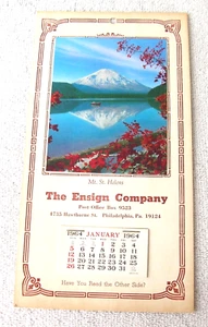 The Ensign Company 1964, calendario publicitario, Mt. St. Helens, NUEVO STOCK ANTIGUO - Imagen 1 de 9