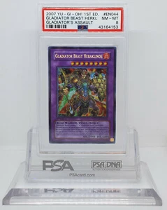 YUGIOH 1ST GLAS-EN044 GLADIATOR BEAST HERAKLINOS SECRET RARE PSA 8 NM-MINT #* - Picture 1 of 1