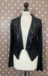 Sparkly Black Sequin Blazer Jacket Womens Size S - Picture 1 of 13