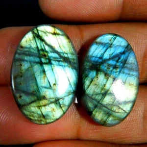 Par de labradorita de oro natural emparejado cabujón ovalado 22,95 quilates Piedras preciosas sueltas - Imagen 1 de 3