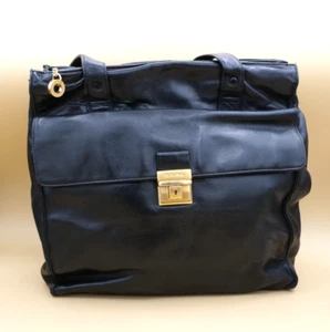 Perlina Black Genuine Leather Purse Shoulder Business Travel Work Bag - Picture 1 of 7
