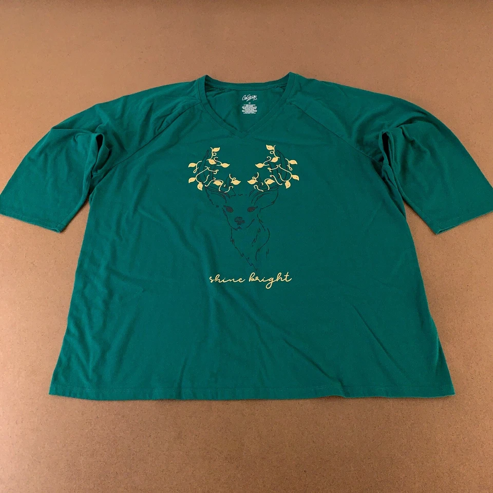 Camiseta de manga larga City Streets para mujer 2X verde brillante gráfico navideño Foto 1 de 4