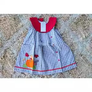 NEW Lil Cactus Gray Gingam With Red Collar Pumpkin Yoke Dress 6 - Picture 1 of 6