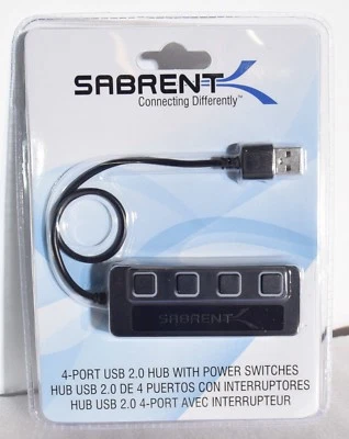 Sabrent HB-UMLS 4-Port USB 2.0 HUB with Power Switches and LED Indicator - Image 1 of 3