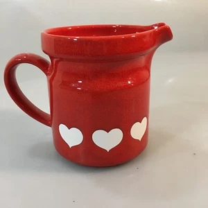 Jarra crema corazones rojos blancos Waechtersbach 16 onzas 2 tazas con Alemania vintage - Imagen 1 de 8