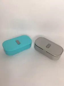 lunchbox stackable container plastic gray and aqua - Picture 1 of 5