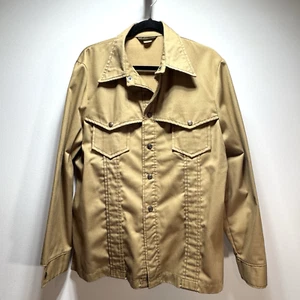 Camisa vintage para hombre con botones talla grande algodón denim marrón tostado occidental - Imagen 1 de 11