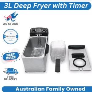 Deep Fryer Timer Machine Stainless Steel Electric Small Chips Nuggets Frying 3L - Picture 1 of 11