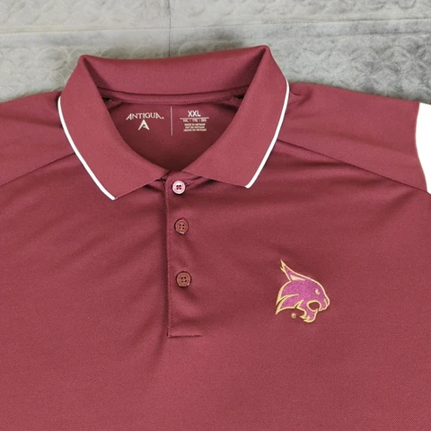 Texas State Bobcats Polo Shirt Antigua Maroon Short Sleeve Men 2XL XXL Cover