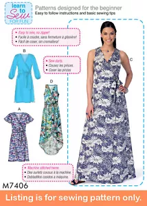 SEWING PATTERN Women Clothes Clothing - Dress Easy Simple Learn to Sew Plus 7406 - Picture 1 of 3