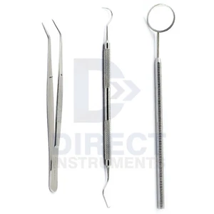 Dental Examination Diagnostic Set Mirror Teeth Cleaning Explorer Hygiene Tweezer - Picture 1 of 4