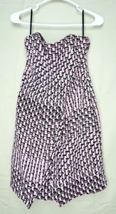 Banana Republic Strapless Dress Size 4 Petite Pink Navy White Silk Textured - Picture 1 of 5