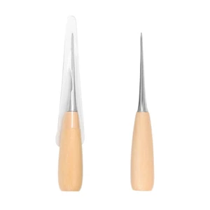 2Pcs Awl with Sheathed Wooden Handle DIY Leather Piercing Hand Tool - Picture 1 of 6