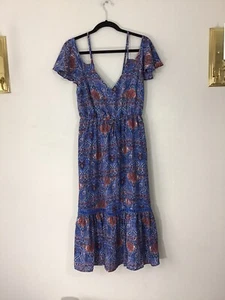 NWT Jack By BB Dakota Batik Print Off-The-Shoulder Ruffled Sleeves Maxi Dress - Picture 1 of 7