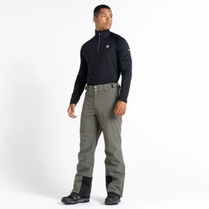 Mens Dare2b ACHIEVE II LICHEN GREEN Stretch Ski Salopettes Snow Pants- SHORT LEG - Picture 1 of 6